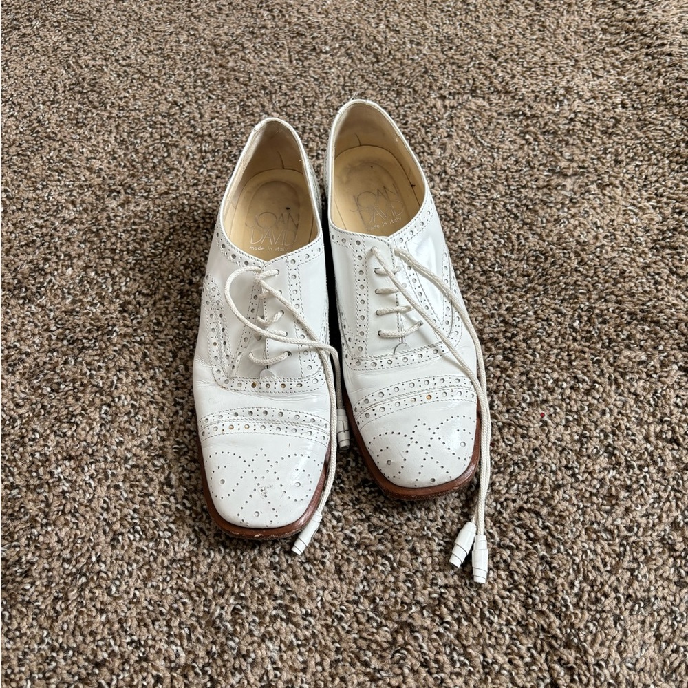Joan & David White Leather Oxford